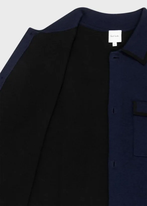 Paul Smith Sweaters Merino Wool Collared Cardigan Navy 8211 Mens
