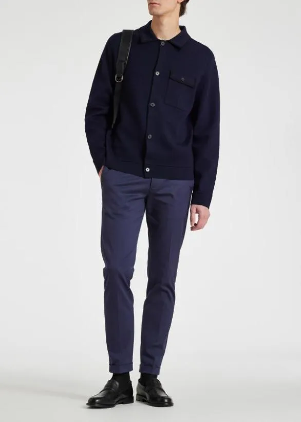 Paul Smith Sweaters Merino Wool Collared Cardigan Navy 8211 Mens