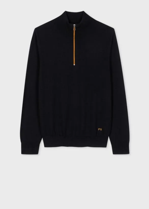 Paul Smith Sweaters Merino Wool Zip Neck Sweater Black 8211 Mens