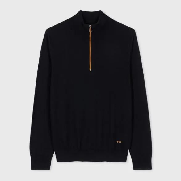 Paul Smith Sweaters Merino Wool Zip Neck Sweater Black 8211 Mens