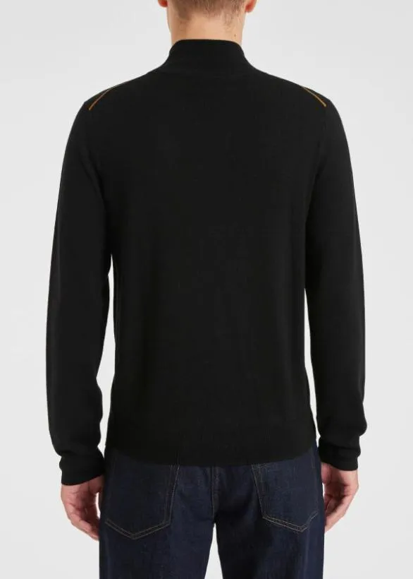 Paul Smith Sweaters Merino Wool Zip Neck Sweater Black 8211 Mens