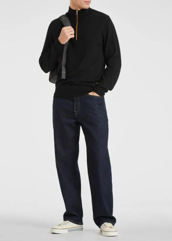 Paul Smith Sweaters Merino Wool Zip Neck Sweater Black 8211 Mens