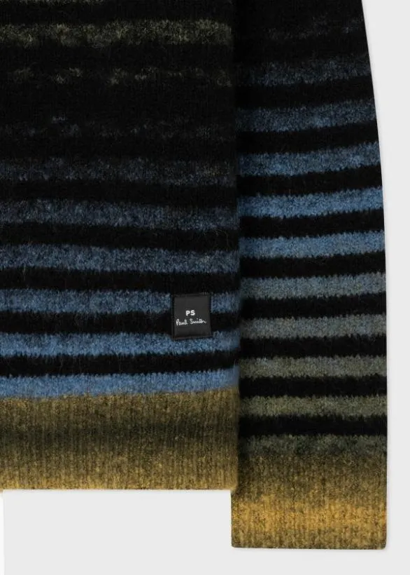 Paul Smith Sweaters MultiStripe MerinoBlend Cardigan Blue 8211 Mens