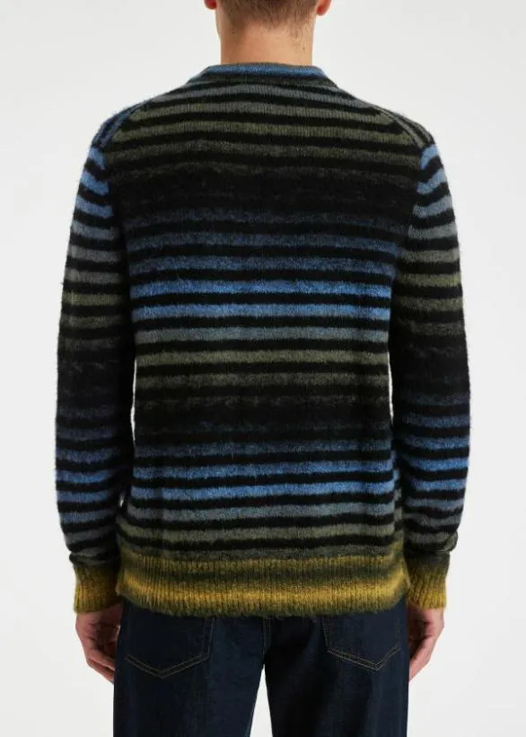 Paul Smith Sweaters MultiStripe MerinoBlend Cardigan Blue 8211 Mens