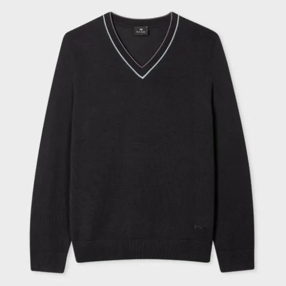 Paul Smith Sweaters V Neck Merino Wool Blend Sweater Charcoal Grey 8211 Mens