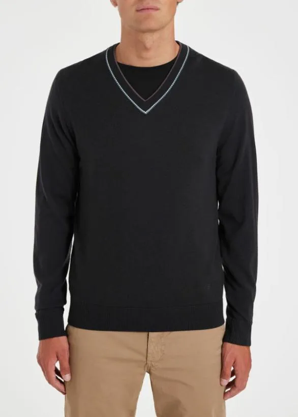 Paul Smith Sweaters V Neck Merino Wool Blend Sweater Charcoal Grey 8211 Mens