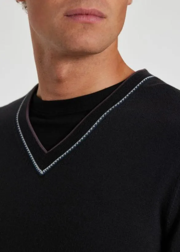 Paul Smith Sweaters V Neck Merino Wool Blend Sweater Charcoal Grey 8211 Mens
