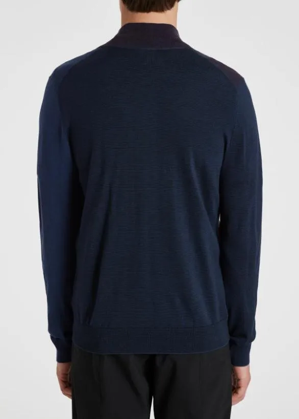 Paul Smith Sweaters Washable Wool 039Artist Stripe039 Zip Cardigan Navy 8211 Mens