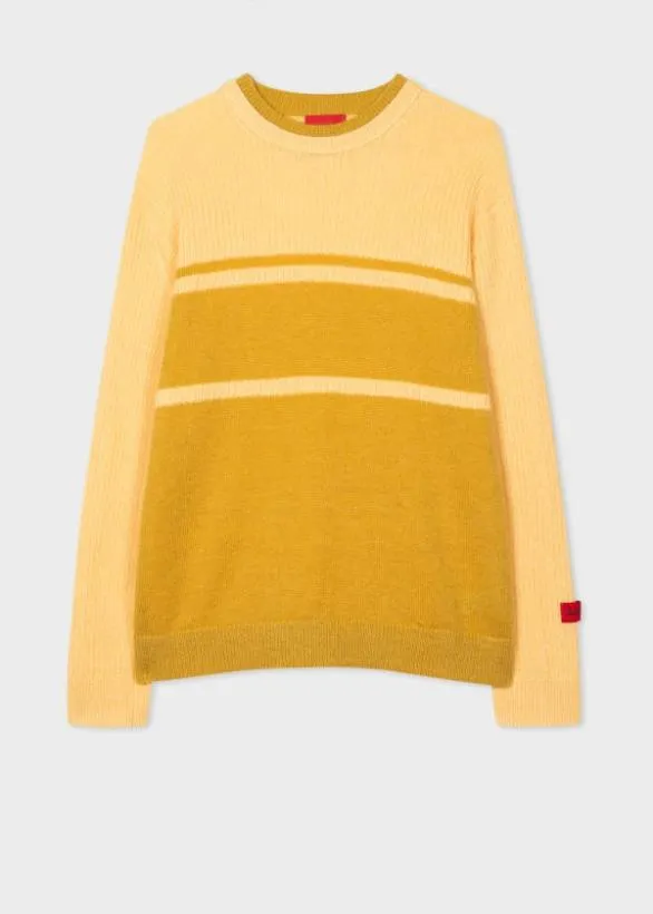 Paul Smith Sweaters Yellow WoolMohair Stripe Sweater Yellow 8211 Mens