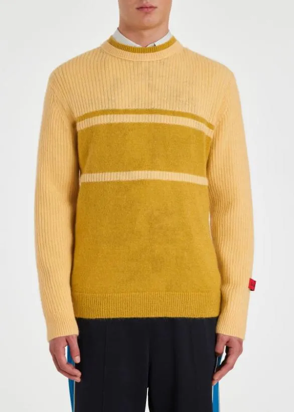 Paul Smith Sweaters Yellow WoolMohair Stripe Sweater Yellow 8211 Mens
