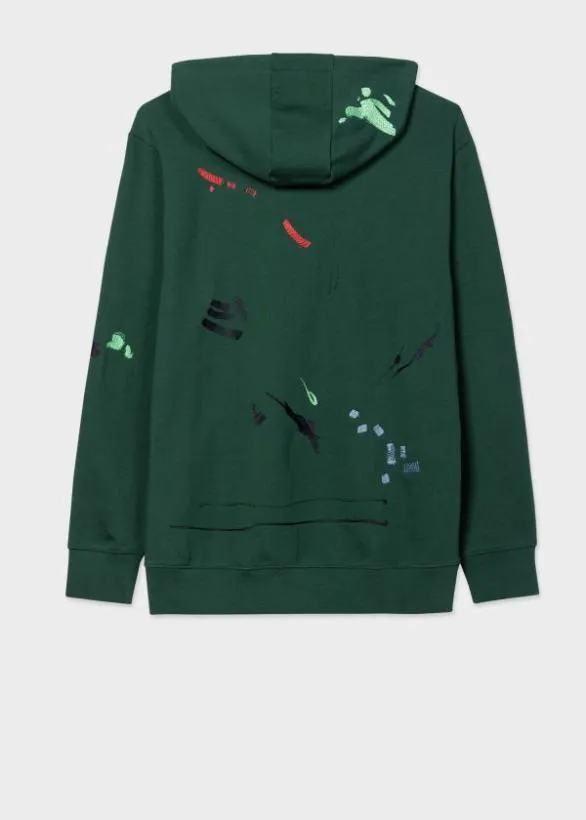 Paul Smith Sweatshirts and Hoodies Cotton 039Ink Marks039 Hoodie Dark Green 8211 Mens