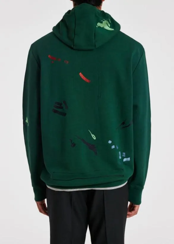 Paul Smith Sweatshirts and Hoodies Cotton 039Ink Marks039 Hoodie Dark Green 8211 Mens