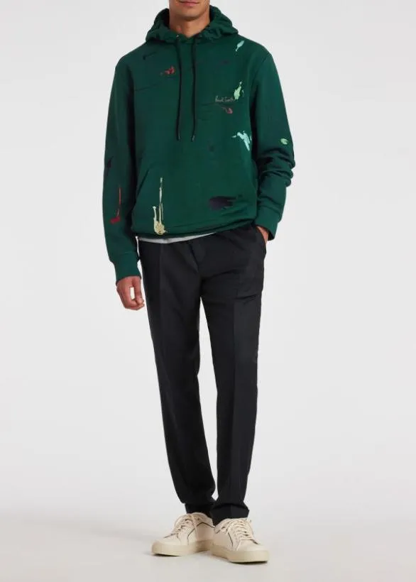Paul Smith Sweatshirts and Hoodies Cotton 039Ink Marks039 Hoodie Dark Green 8211 Mens