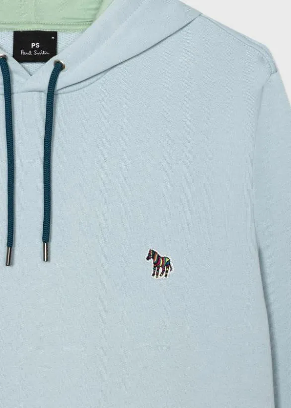 Paul Smith Sweatshirts and Hoodies Zebra Logo Organic Cotton Hoodie Light Blue 8211 Mens