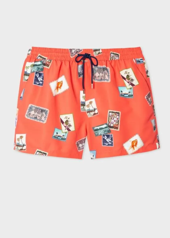 Paul Smith Swimwear 039Postcards039 Swim Shorts Orange 8211 Mens