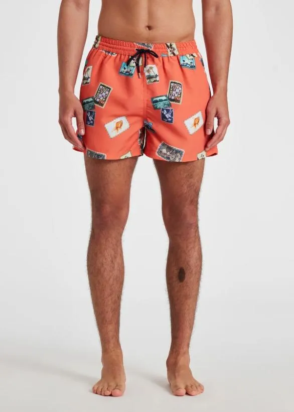 Paul Smith Swimwear 039Postcards039 Swim Shorts Orange 8211 Mens