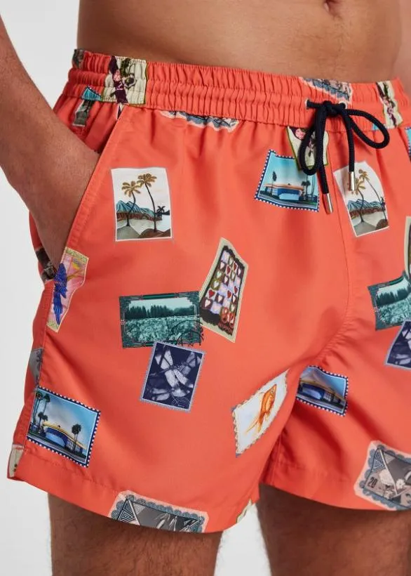Paul Smith Swimwear 039Postcards039 Swim Shorts Orange 8211 Mens