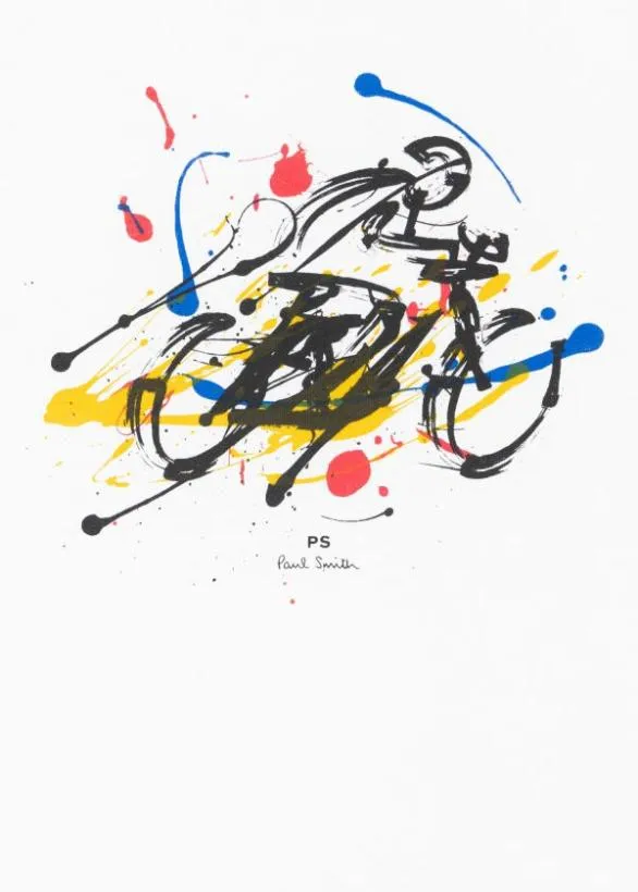 Paul Smith TShirts 039Cyclist Sketch039 Print Cotton TShirt White 8211 Mens