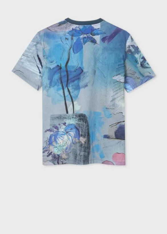 Paul Smith TShirts 039Narcissus039 Print Cotton TShirt Blue 8211 Mens