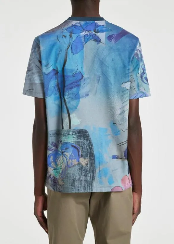 Paul Smith TShirts 039Narcissus039 Print Cotton TShirt Blue 8211 Mens