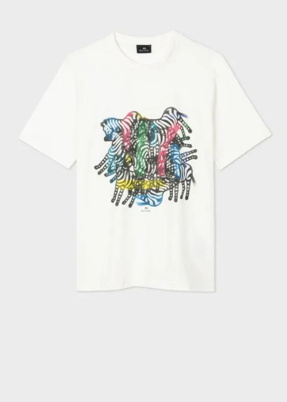 Paul Smith TShirts 039Zebra Kaleidoscope039 Print TShirt White 8211 Mens