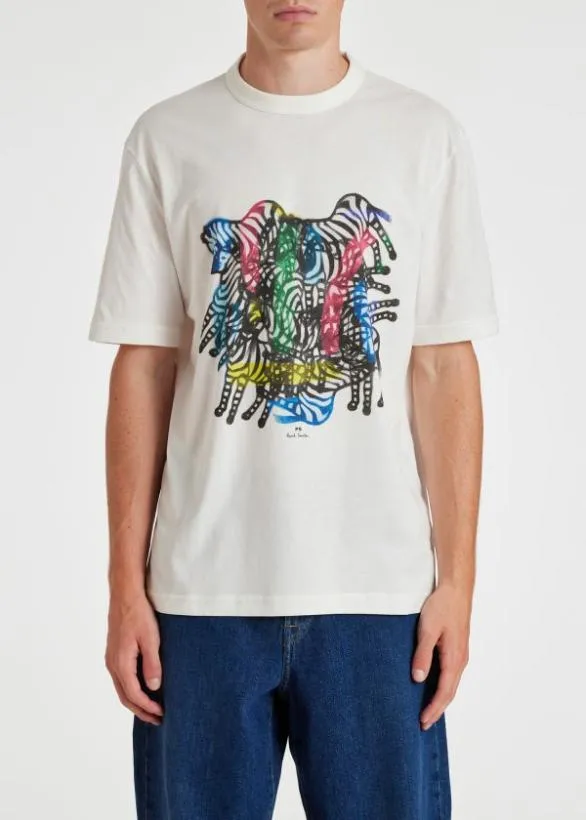 Paul Smith TShirts 039Zebra Kaleidoscope039 Print TShirt White 8211 Mens