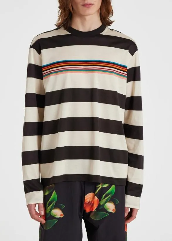 Paul Smith TShirts Stripe Cotton LongSleeve TShirt Multicolour 8211 Mens