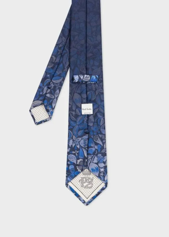 Paul Smith Tailoring Silk 039Floral039 Tie Navy 8211 Mens