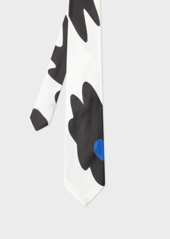 Paul Smith Ties 039Big Flower039 Silk Tie White 8211 Mens