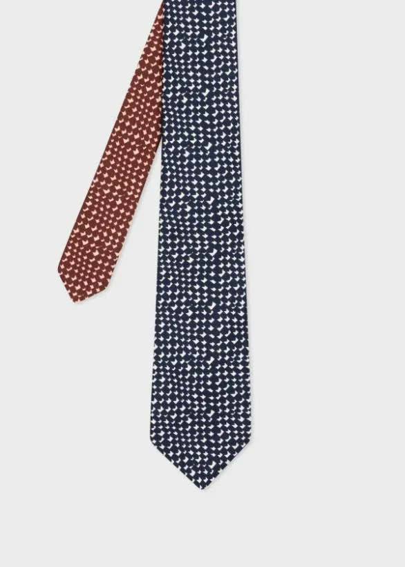 Paul Smith Ties Check Silk Tie Navy 8211 Mens