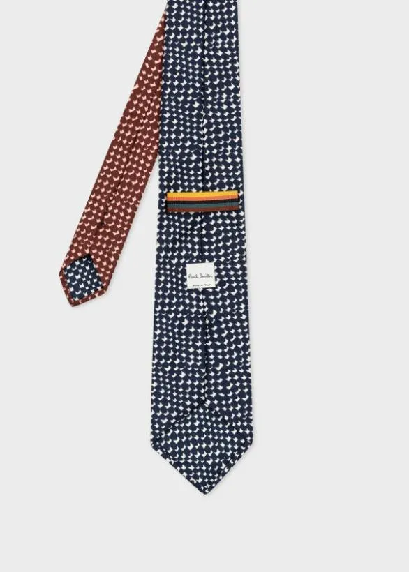 Paul Smith Ties Check Silk Tie Navy 8211 Mens