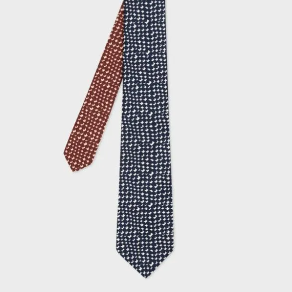 Paul Smith Ties Check Silk Tie Navy 8211 Mens