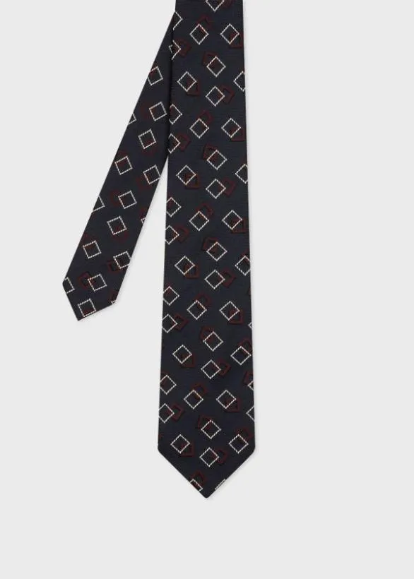 Paul Smith Ties Silk 039Retro Square039 Tie Navy 8211 Mens