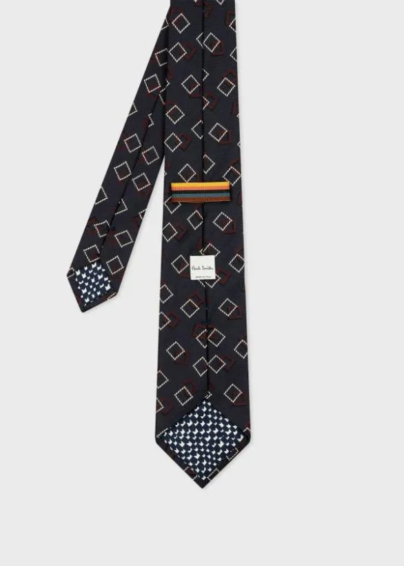 Paul Smith Ties Silk 039Retro Square039 Tie Navy 8211 Mens