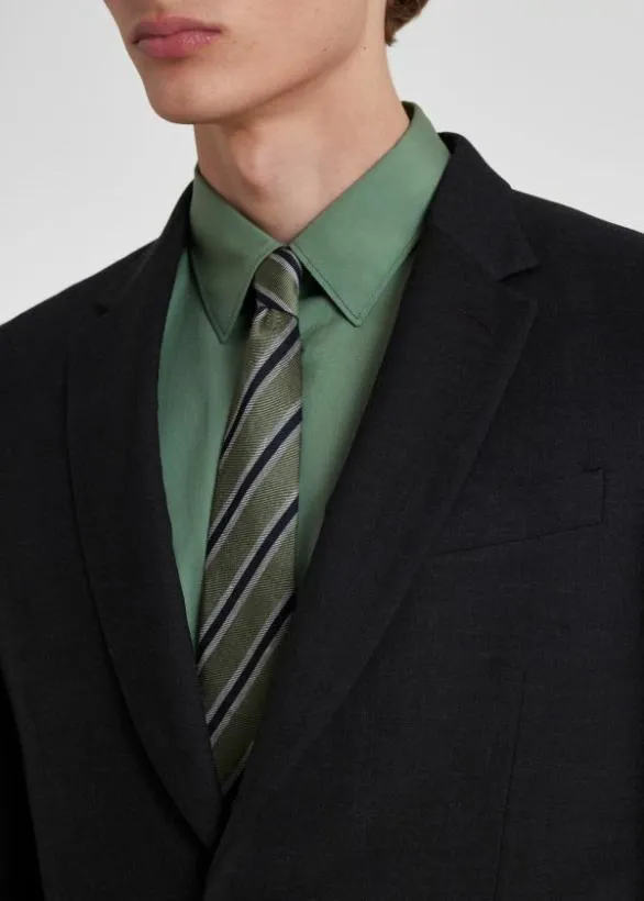 Paul Smith Ties SilkLinen Stripe Tie Green 8211 Mens