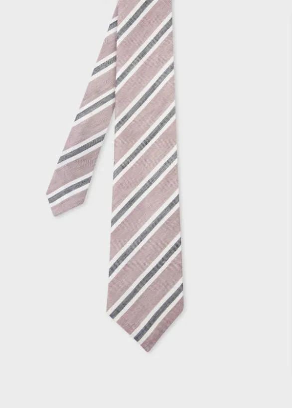 Paul Smith Ties SilkLinen Stripe Tie Pink 8211 Mens