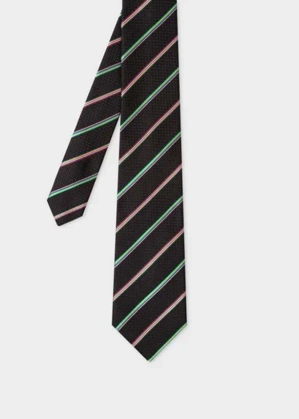 Paul Smith Ties Silk Multistripe Tie Black 8211 Mens