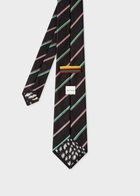 Paul Smith Ties Silk Multistripe Tie Black 8211 Mens