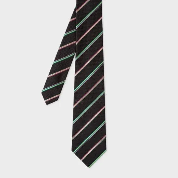Paul Smith Ties Silk Multistripe Tie Black 8211 Mens