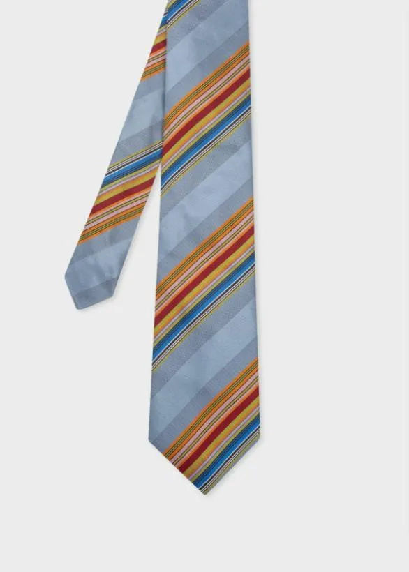 Paul Smith Ties Silk Stripe Tie Blue 8211 Mens