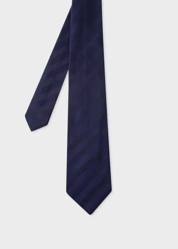 Paul Smith Ties Silk Stripe Tie Navy 8211 Mens