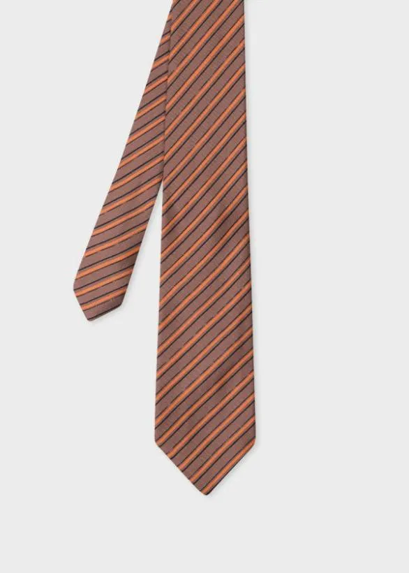 Paul Smith Ties Stripe Silk Tie Brown 8211 Mens