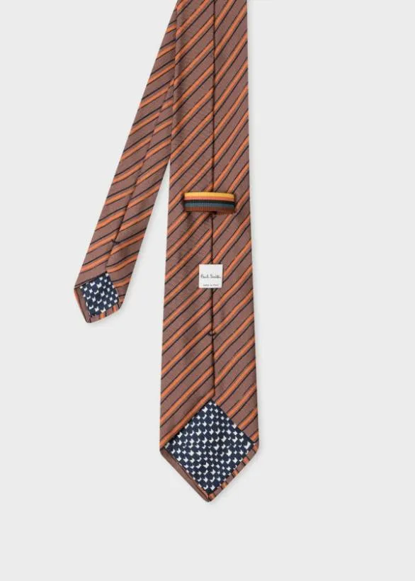 Paul Smith Ties Stripe Silk Tie Brown 8211 Mens