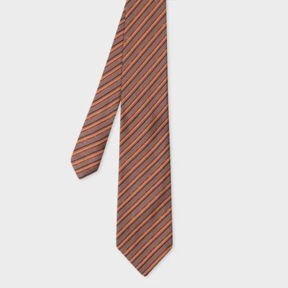 Paul Smith Ties Stripe Silk Tie Brown 8211 Mens