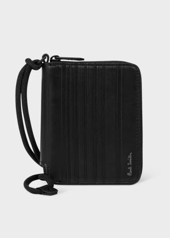 Paul Smith Wallets 039Shadow Stripe039 Leather Zip Wallet Black 8211 Mens