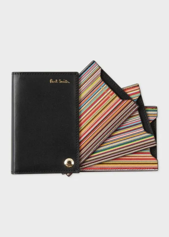 Paul Smith Wallets 039Signature Stripe039 Interior Pivot Card Holder Black 8211 Mens
