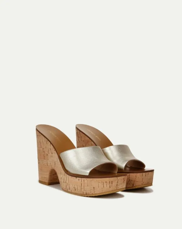 Paulita Metallic Wedge Sandal Platinum Women Veronica Beard Shoes