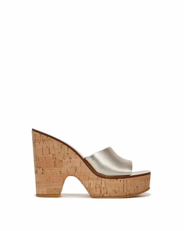 Paulita Metallic Wedge Sandal Platinum Women Veronica Beard Shoes