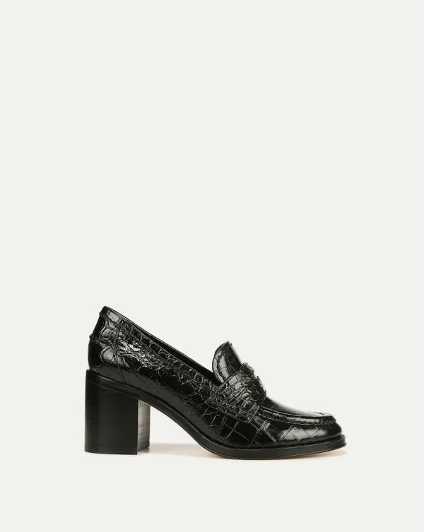 Penny Loafer Heel Black Women Veronica Beard Shoes