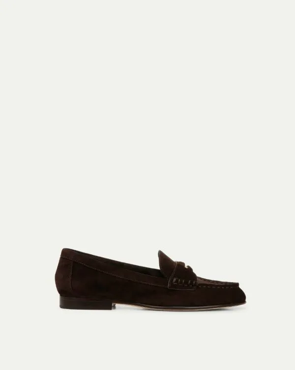Penny Suede Loafer Espresso Women Veronica Beard Shoes